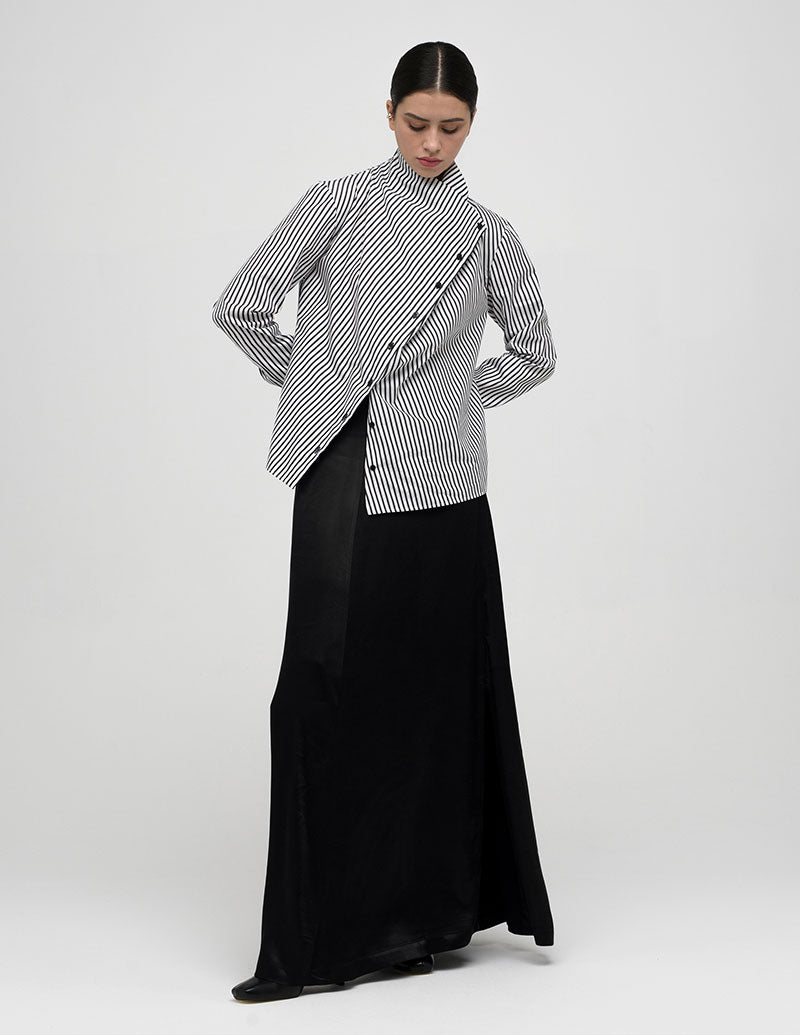 A LINE Asymmetric-Draped Collar Shirt – Ines Simone