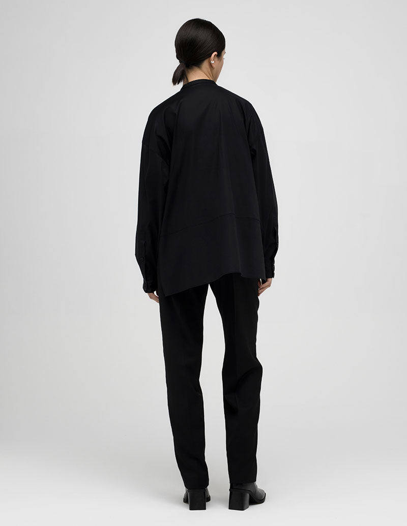 A  LINE Mandarin Collar Shirt Black