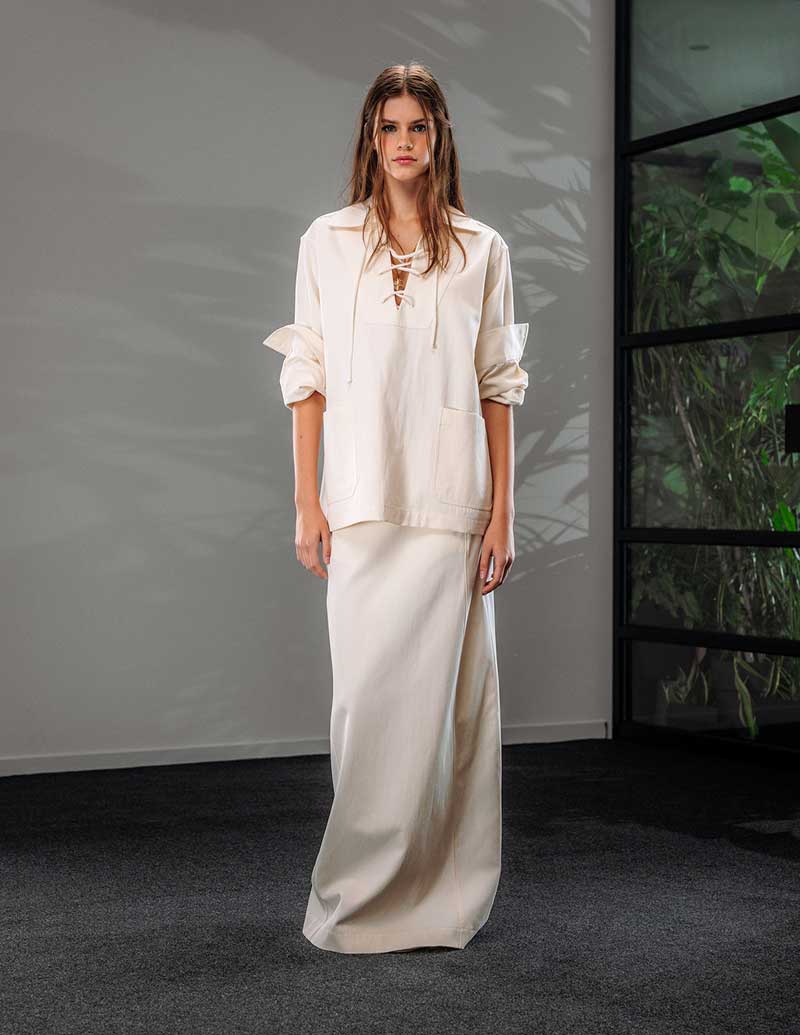 A  LINE Lace-Up Cord Shirt